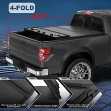 5.8FT Bed Size Tonneau Cover For 14-18 Chevy Silverado GMC Sierra 4 Fold Style