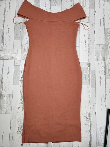 Dress The Population Womens Dress Large Terra Cotta Off The Shoulder Claudette - Picture 3 of 11