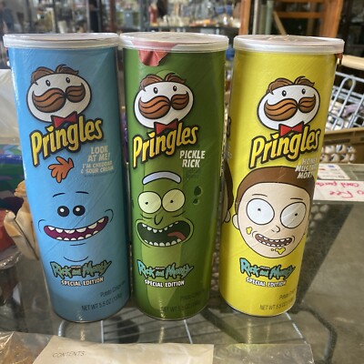 RICK & MORTY ALL 3 SPECIAL EDITION PRINGLES Potato Crisps 5.5 Oz. CANS SEALED!