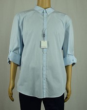 Calvin Klein Mens Blue Cotton Roll-Tab Sleeve Slim-Fit Dress Shirt 2XL