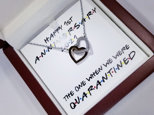 "Happy 1st Anniversary" Heart Linked Necklace