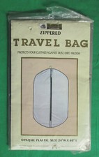 Plastic Zippered Travel Bag 24W 40L Protect Clothes Dirt Dust Mildew Opaque NOS