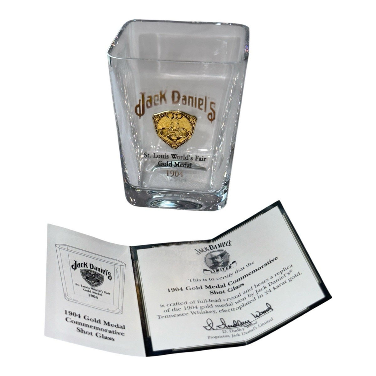 Legends Jack Daniel's 1904 Gold Medal Shot Glass Vtg 2002 St Louis