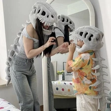 3D Dinosaur Skeleton Costume Realistic Halloween Skull Cosplay Props Set AdultX!