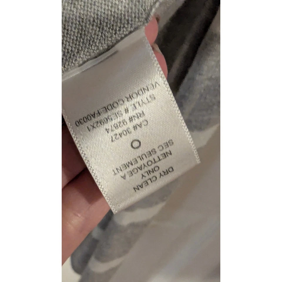 Espléndido Cárdigan Suéter Tejido Gris Blanco Rayas Frente Abierto Talla S Mezcla Cachemira Foto 4 de 4