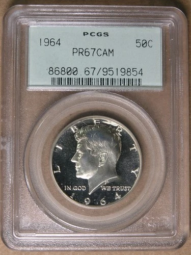 50C 1964 Kennedy Half Dollar PCGS PR67CAM - GEM CAMEO PROOF *  AvenueCoin