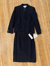 Jones New York 2PC Suit 8P Petite Midnight Navy Skirt Set NWT Career