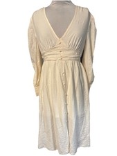 Anthropologie By The River Dress L Midi/Max Boho Cottagecore Prairie Pale Yellow