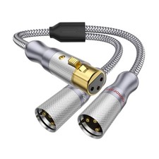 XLR Splitter Cable 1 Female to 2 Male Patch Y Splitter Cord Grey 1.6FT 0.5M