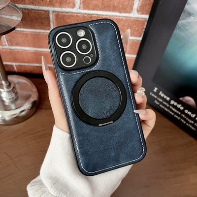 Leather Case Fr iPhone 16e 17 Pro Max 15 14 13 12 11 Magnetic Stand Hybrid Cover