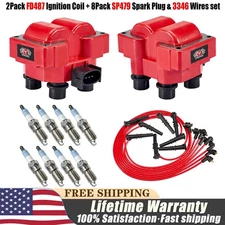 FD487 Ignition Coil Pack & Spark Plug Wire Set For Ford F150 Lincoln Mercury