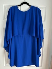 Halston Heritage Women’s Mini Cape Dress Royal Blue Size 4 NWT