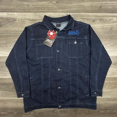 Vintage Southpole Denim Jacket Mens Large Blue Big Logo Hip Hop