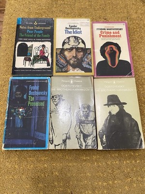 6 Vintage Book Lot Fyodor Dostoyevsky The Idiot Crime And Punishment Karamazov