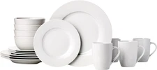 16-Piece Porcelain Kitchen Dinnerware Set with Plates, Bowls and Mugs, Service f