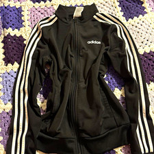 adidas 3-Stripe Full-Zip Track Jacket Stand-Up Collar Black/White Small