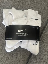 Nike Everyday Cushioned Crew Socks Kids YTH 5Y-7Y White 6 Pair Dri-FIT New