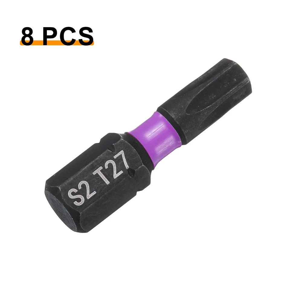 5pcs T27 Magnetic Torx Screwdriver Bit 1/4" Hex Shank 25mm Length Industrial Bit - Imagem 3 de 4