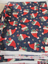 VIP Cranston Print Works SANTA HATS Glitter Christmas Fabric 2 Yards