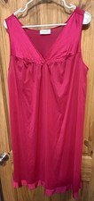 Vintage Vanity Fair Pink Nightgown XL Satin Nylon Sleeveless Barbiecore USA