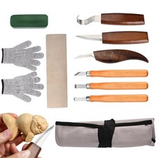 10PC Wood Carving Knives Set Woodworking Tool Spoon Kit Whittling Carpenter Tool