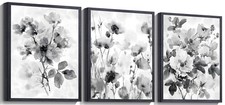 Abstract Canvas Black And White Wall Art,Floral Plant Wall Decor,Framed Water...
