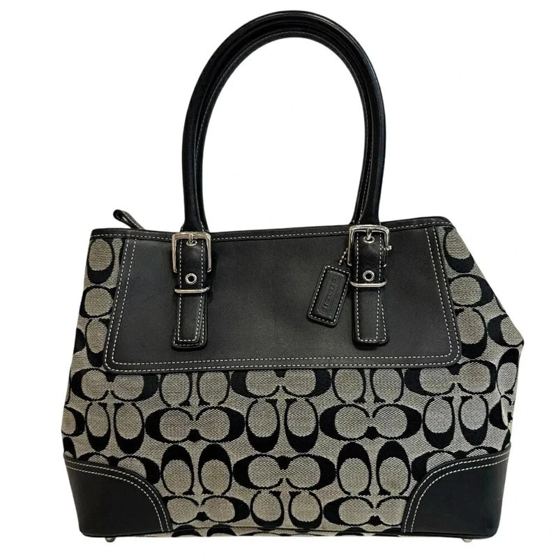 Coach Vintage Signature Jacquard Canvas Leather Shoulder Bag image 2