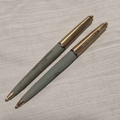 VTG Western Electric Ballpoint Pen Lot Of 2 Olive Green & Gold