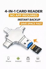4-in-1 Card Reader Adapter 32GB for iPhone iPad Android USB-C Lightning MicroSD