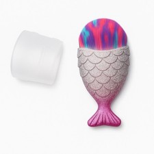 Mermaid Tail Makeup Brush Soft Rainbow Bristles Glitter Handle Travel Size