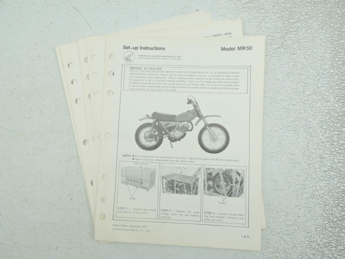 Original 1974 Honda MR50 Elsinore Motorcycle Dealer Set up