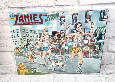 VTG Jaymar Zanies 800 Piece Picture Puzzle Marathon Race Runners Comic Cartoon