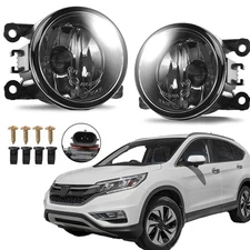 Pair Clear Lens Chrome Bumper Fog Light Lamp For 2012-14 Honda CRV CR-V Halogen