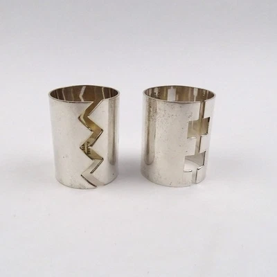 A. Lang Bestform Serviettenringe versilbert 2er Set geometrisches Design Vintage - Bild 1 von 4