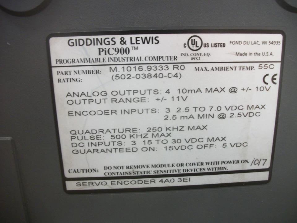 GIDDINGS & LEWIS PiC900 M.1016.9333 R0 SERVO ENCODER MODULE 502-03840-04 - Image 4 of 4