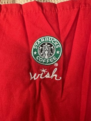 RARE Starbucks Coffee Original Logo Apron Red Holiday WISH