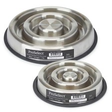 Pet Edge Heavy Duty Stainless Steel Slow Feeder Dog Bowl   Select a Size