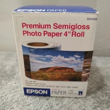 Epson S041329 4in Roll Premium Semigloss Photo Paper, 4" x 26 ft New