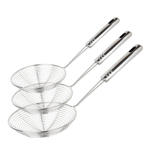 3X Kitchen Utensil Stainless Steel Mesh Strainer Ladle Spider Skimmer Fry Spoon - Picture 3 of 11