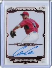 2019 Leaf Trinity CAMERON CANNON Clear Acetate Red Foil Auto RC 12/15 Red Sox