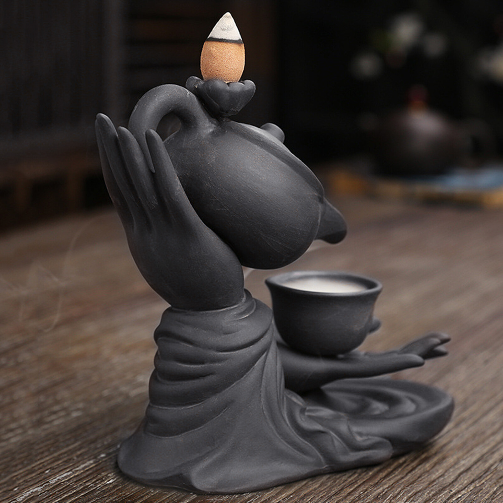 Buddha Hand Incense Burner Holder Waterfall Backflow Craftwork with