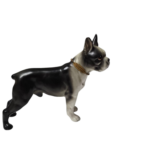 Vintage Japan Champion Boston Terrier Dog 6.5"x5" Porcelain Figurine 8371 Collar - Picture 3 of 12