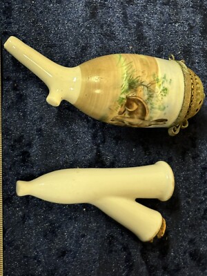 ceramic smoking pipe Antique Piece Rabbits Curios Hand Painted Item Gents 88