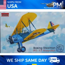 Roden 631 Boeing-Stearman PT-17 Kaydet. Military aircraft 234 mm 1/32