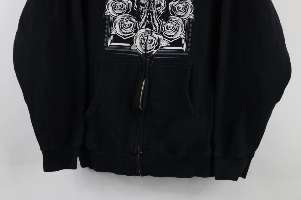 Sudadera con capucha vintage famosas estrellas y correas para hombre mediana deletreada calavera rosa cremallera completa Foto 3 de 4