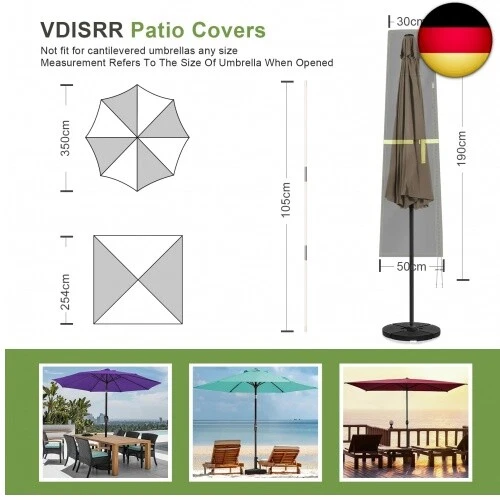 VDISRR Sonnenschirm Schutzhülle, Sonnenschirm Abdeckung mit Stab und - Bild 2 von 8