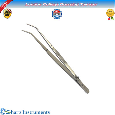 Dental London College Tweezer / Surgical Forceps - Serrated, Locking, Stainless Steel - By Medentra