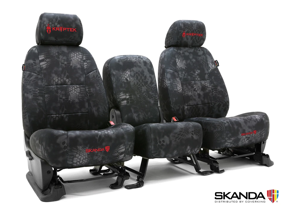 Fundas de asiento a medida Coverking Kryptek camufladas Neosupreme para Toyota Tacoma Foto 2 de 4