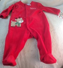 NWT Little Me Baby Infant Velour My First Christmas 3 Mo Pajamas Reindeer Red
