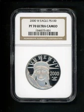 2000 W US 1 OZ Platinum American Eagle $100 NGC PR 70 Ultra Cameo Proof GEM!